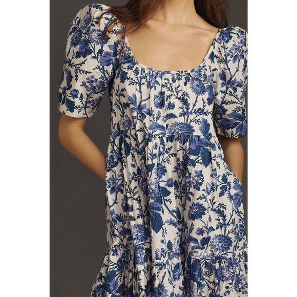 New By Anthropologie Tiered Poplin Midi Dress Size Small. - Picture 2 of 10